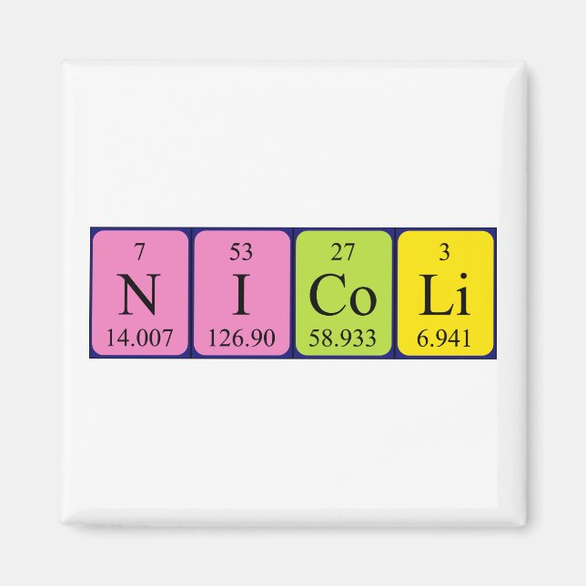 Íman Magnet de nome de mesa periódica de Nicoli (Frente)