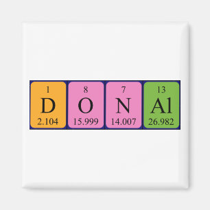 Íman Magnet de nome de mesa periódica Donal