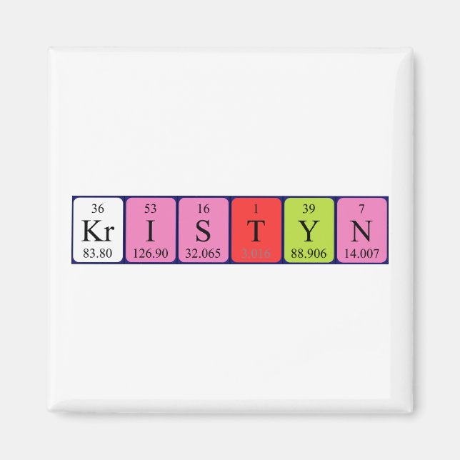 Íman Magnet de nome de mesa periódica Kristyn (Frente)