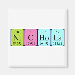 Íman Magnet de nome de mesa periódica Nichola