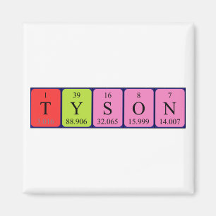 Íman Magnet de nome de mesa periódica Tyson