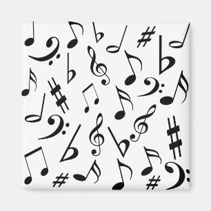 Íman Magnet de Notas Musicais - Preto e Branco