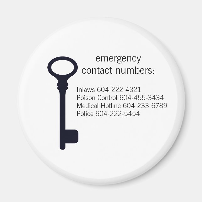 Íman Magnet de Números de Contato de Emergência Persona (Frente)