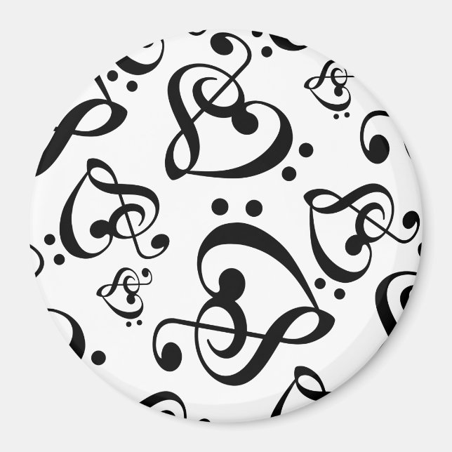 Íman Magnet de padrão de música preto e branco (Frente)