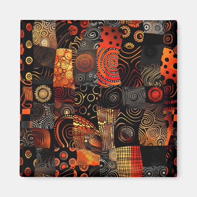 Íman Magnet de Padrão Tribal Africano (Frente)
