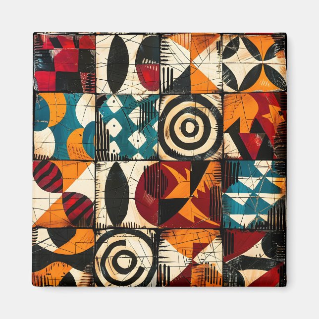 Íman Magnet de Padrão Tribal Africano (Frente)