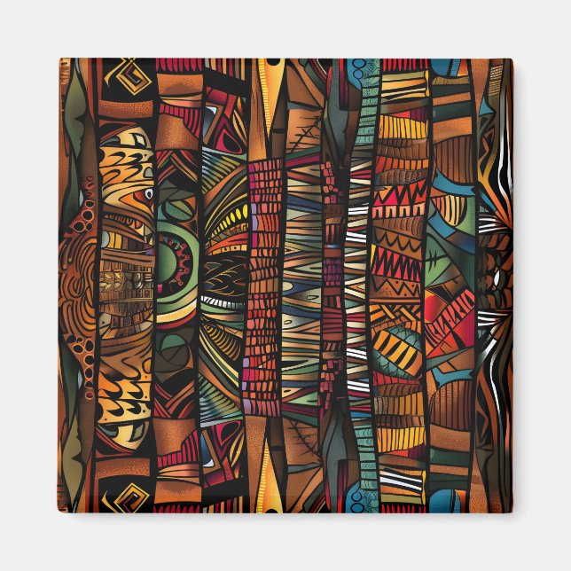Íman Magnet de Padrão Tribal Africano (Frente)