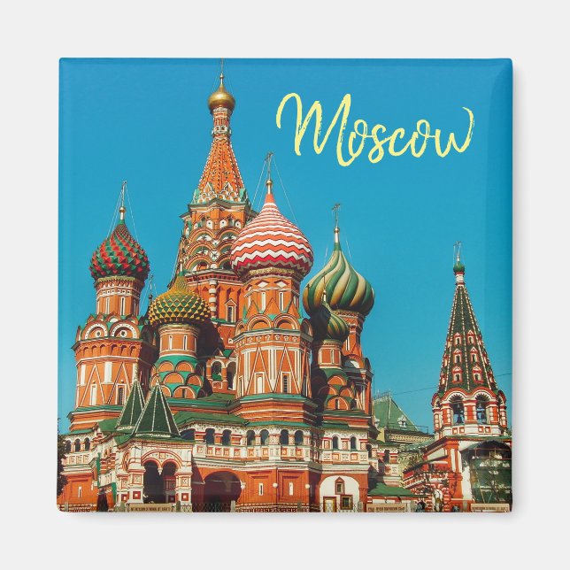 Íman Magnet de Paisagem da Catedral de Moscou, Rua Basi (Frente)