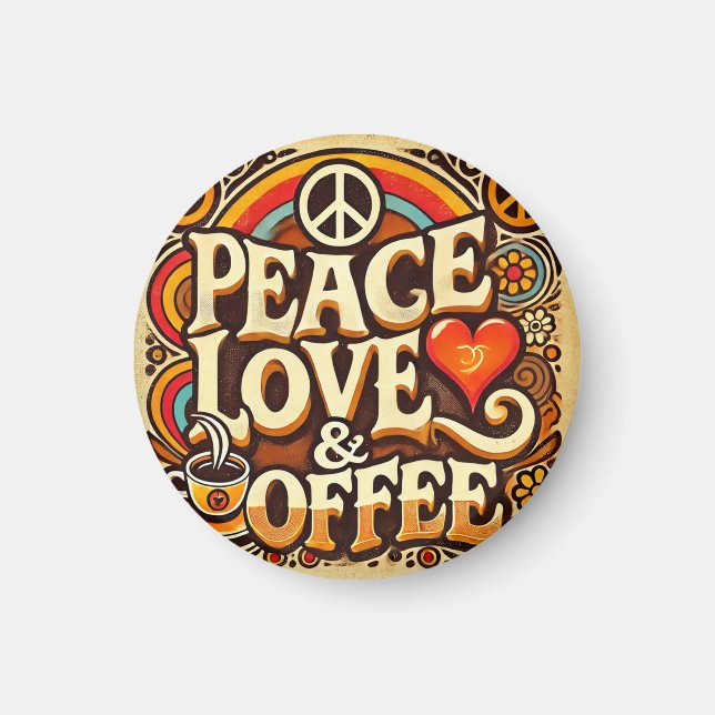 Íman Magnet De Paz, Amor E Café (Frente)