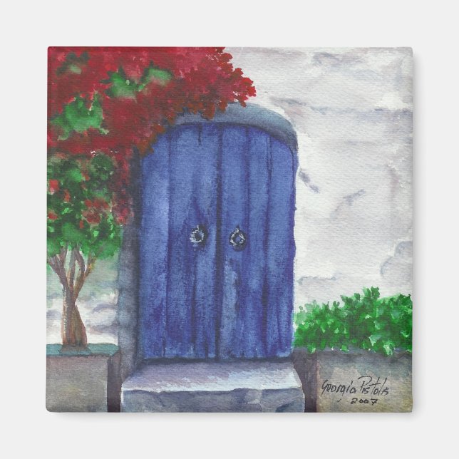 Íman Magnet de porta azul (Frente)