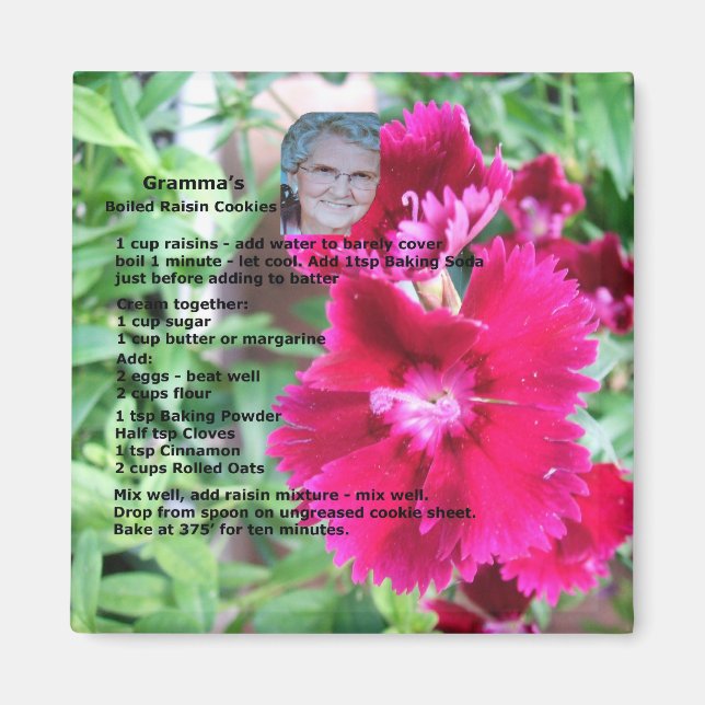 Íman Magnet de Receita de Cookie Raisin (Frente)