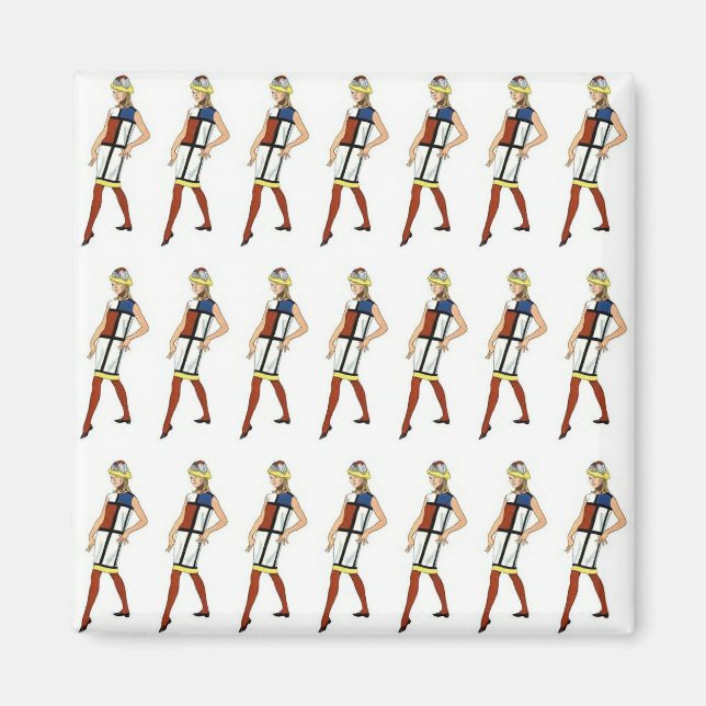 Íman Magnet De Vestido Do Médio Do Século Xx 1960 (Frente)