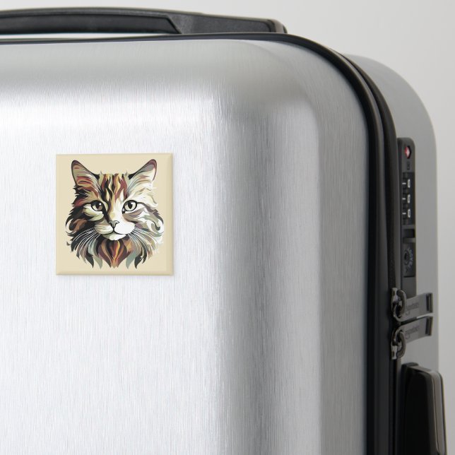 Íman Magnet Design de arte de retrato de gato (In Situ (Luggage))