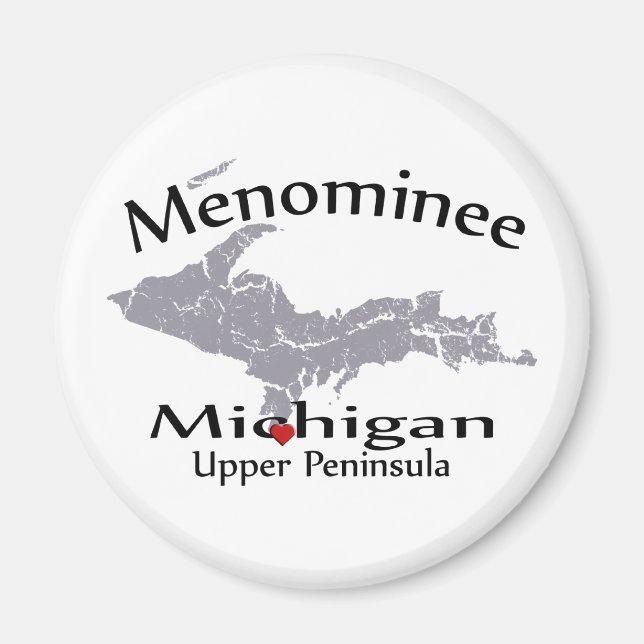 Íman Magnet Design do mapa cardíaco de Menominee Michig (Frente)