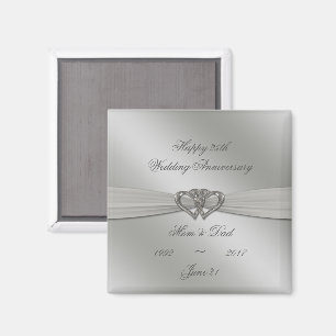 Íman Magnet do 25 de Casamento do Classic Silver