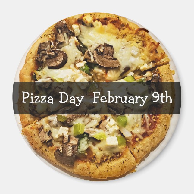 Íman Magnet do botão de férias de Comida no dia da pizz (Frente)