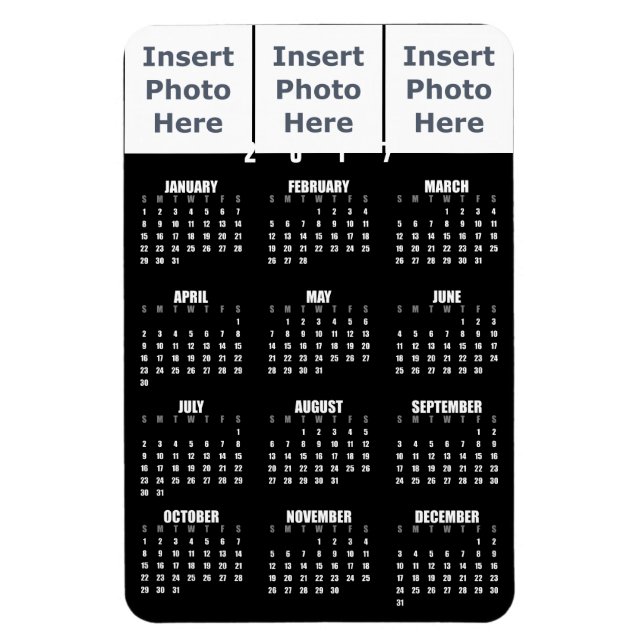 Íman Magnet do Calendário 2017 - Modelo de Colagem de F (Vertical)