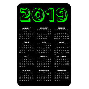 Íman Magnet do Calendário 2019 - Preto e Verde