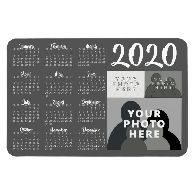 Íman Magnet do Calendário 2020 - 3 Fotos Personalizadas (Horizontal)