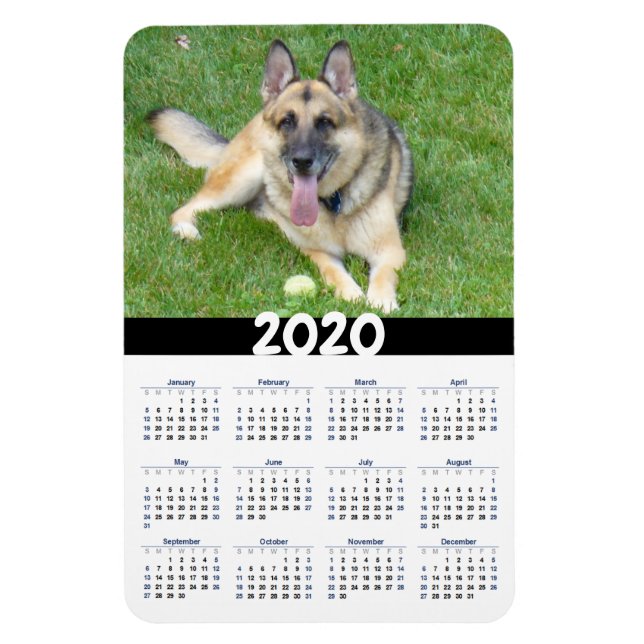 Íman Magnet do Calendário do German shepherd Dog 2020 (Vertical)
