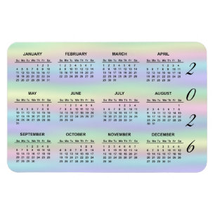 Íman Magnet do Calendário Holográfico do Pastel Rainbow