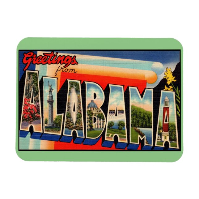 Íman Magnet do estado do Alabama (Horizontal)