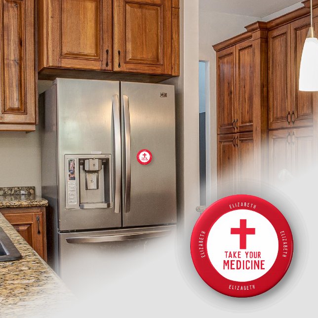 Íman Magnet do Lembrete de Alerta Médico com Nome (Criador carregado)