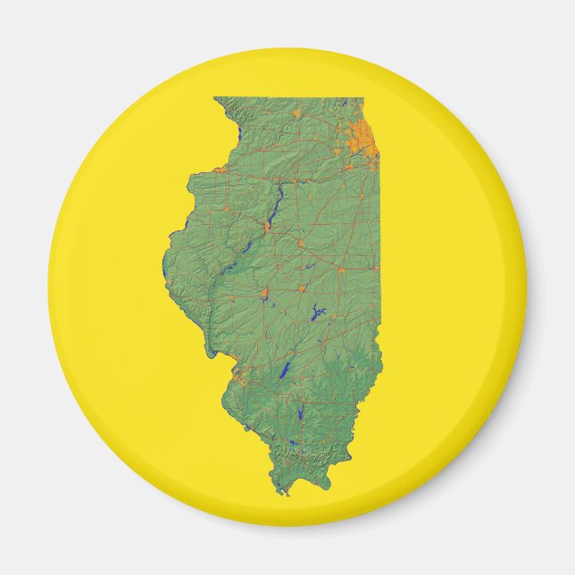 Íman Magnet do Mapa do Illinois (Frente)