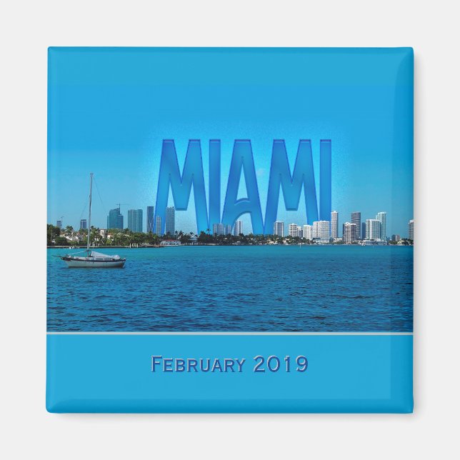 Íman Magnet do Miami Skyline (personalizável) (Frente)
