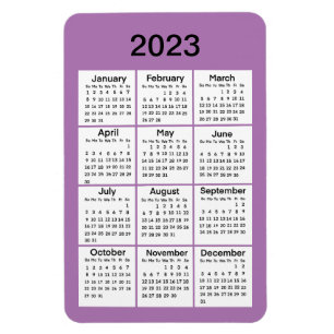 Íman Magnet do Mini Calendário 2023 Roxo