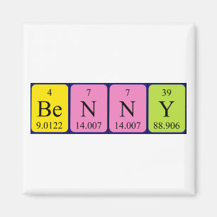 Íman Magnet do nome da mesa periódica Benny