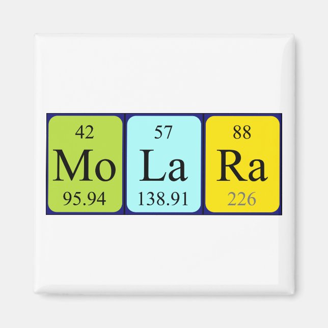 Íman Magnet do nome da mesa periódica de Molara (Frente)