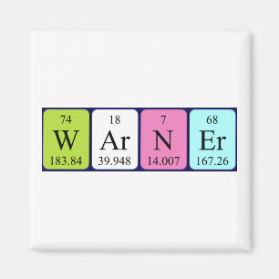 Íman Magnet do nome da mesa periódica do Warner