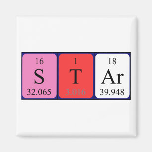 Íman Magnet do nome da mesa periódica estrela
