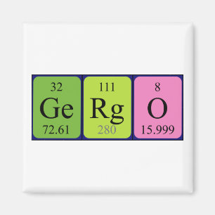 Íman Magnet do nome da mesa periódica Gergö