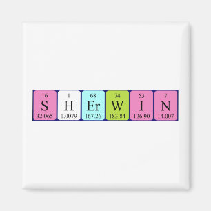 Íman Magnet do nome da mesa periódica Sherwin