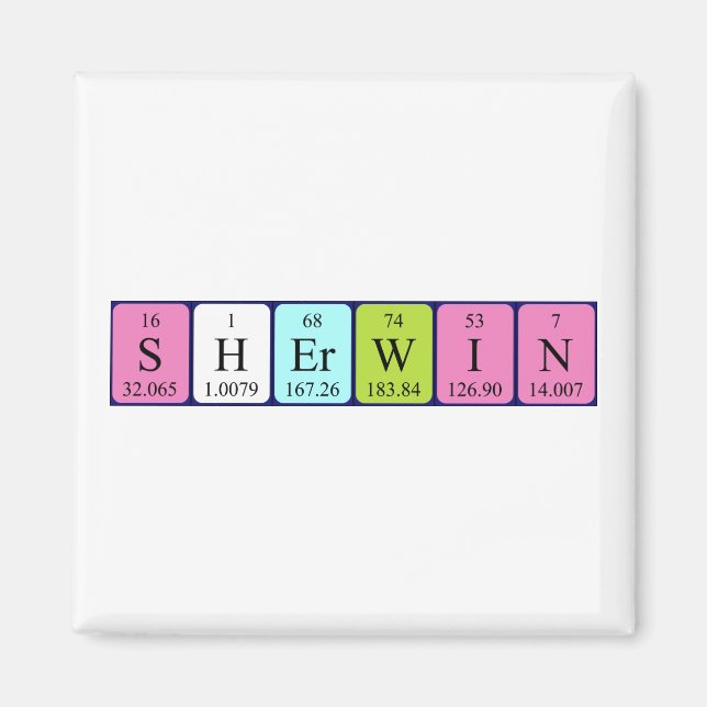 Íman Magnet do nome da mesa periódica Sherwin (Frente)