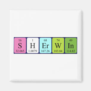 Íman Magnet do nome da mesa periódica Sherwin