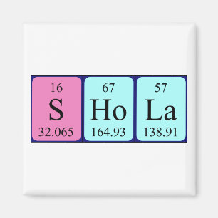 Íman Magnet do nome da mesa periódica Shola