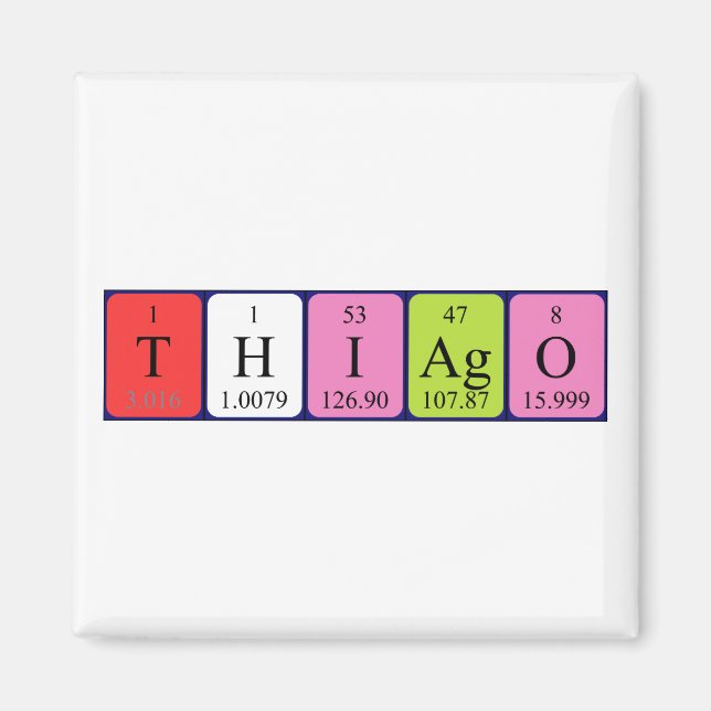 Íman Magnet do nome da mesa periódica Thiago (Frente)