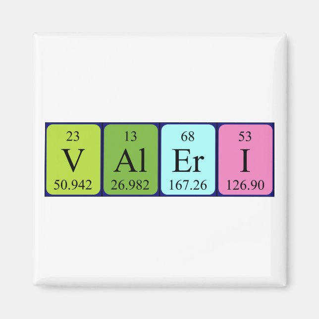 Íman Magnet do nome da mesa periódica Valeri (Frente)