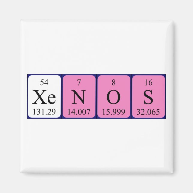 Íman Magnet do nome da mesa periódica Xenos (Frente)