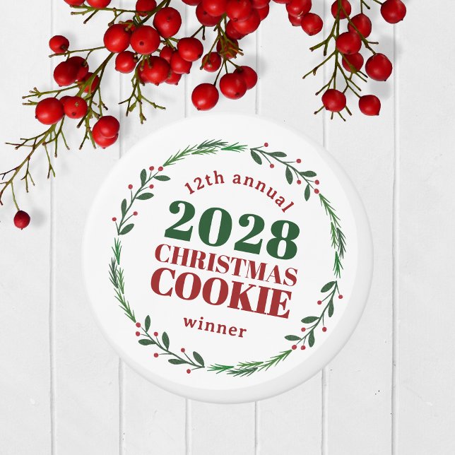 Íman Magnet do Prêmio de Férias Anual Moderno (Christmas Holiday Competition Prize Magnet for the Winner. Great for Cookie & Sweater Contests!)