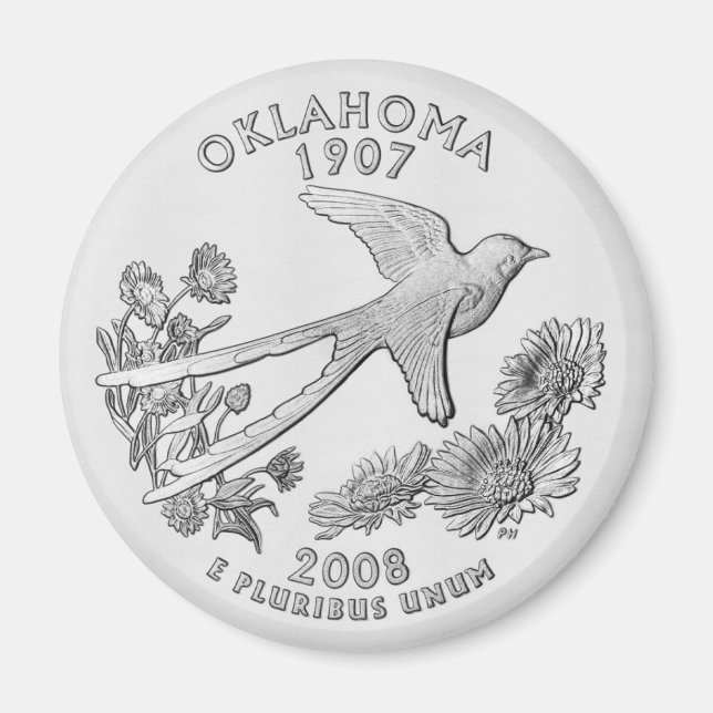 Íman Magnet do Quarter do Estado de Oklahoma (Frente)