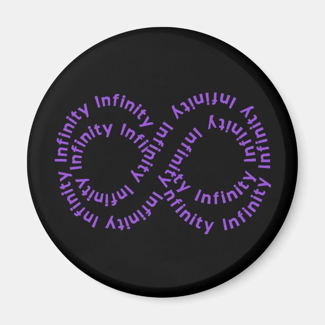 Íman Magnet do Símbolo Infinito de Texto Roxo (Frente)