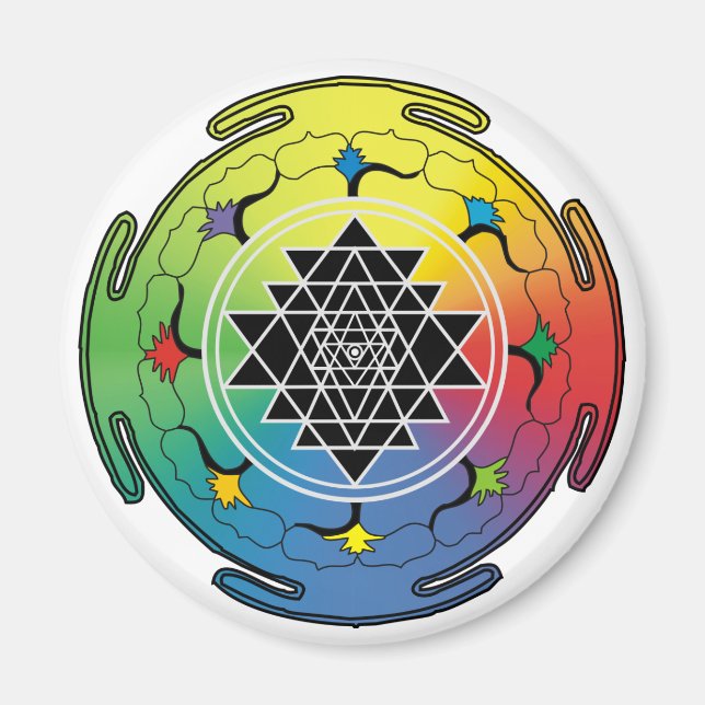 Íman Magnet do Sri Yantra Rainbow (Frente)
