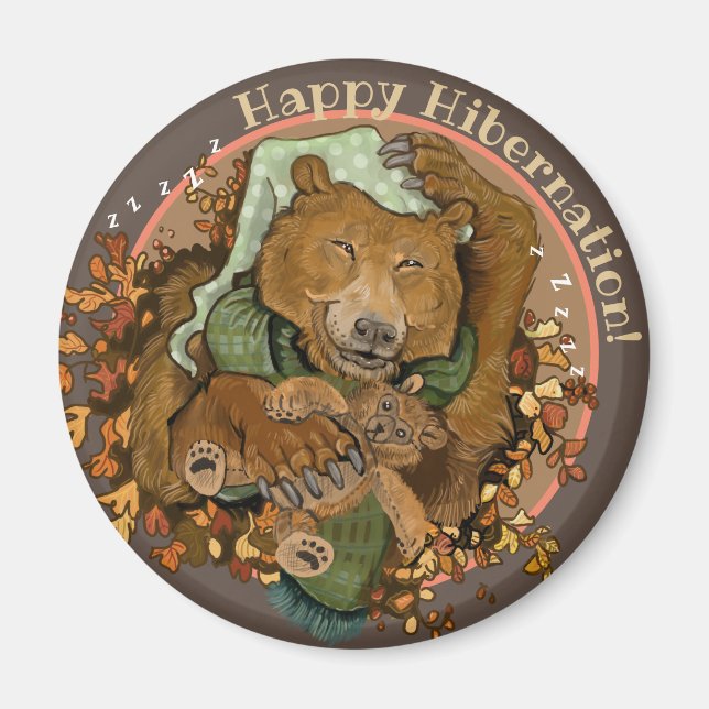 Íman Magnet do Urso do Fofinho de Hibernação (Frente)