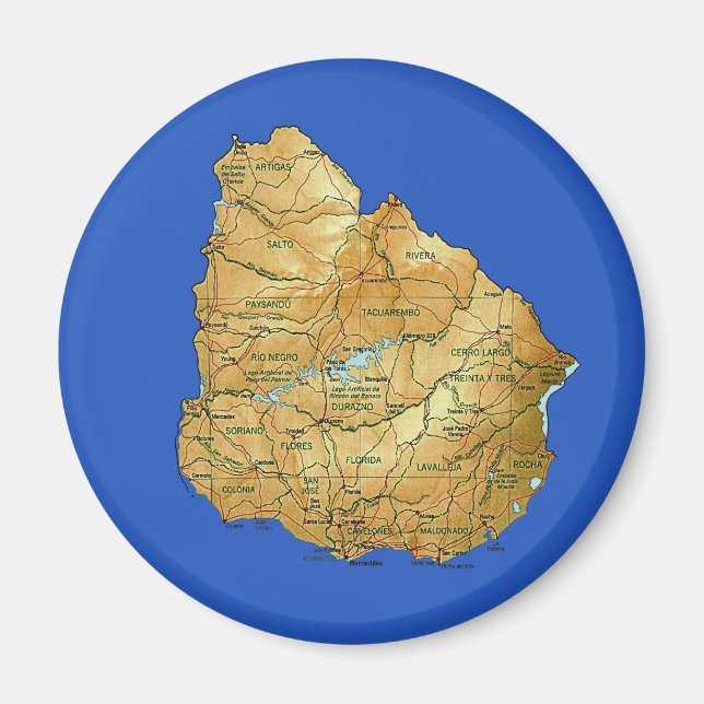 Íman Magnet do Uruguai Map (Frente)