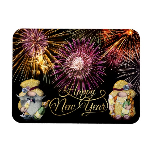 Íman Magnet dos Gnomos felizes anos novos (Horizontal)