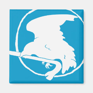 Íman Magnet em barra de galeria branca/azul, redonda e 